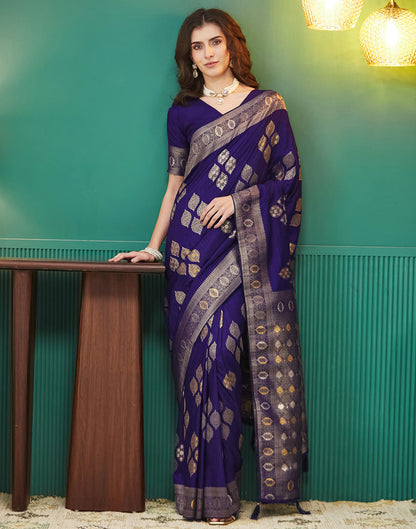 Indigo Silk Weaving Banarasi Saree