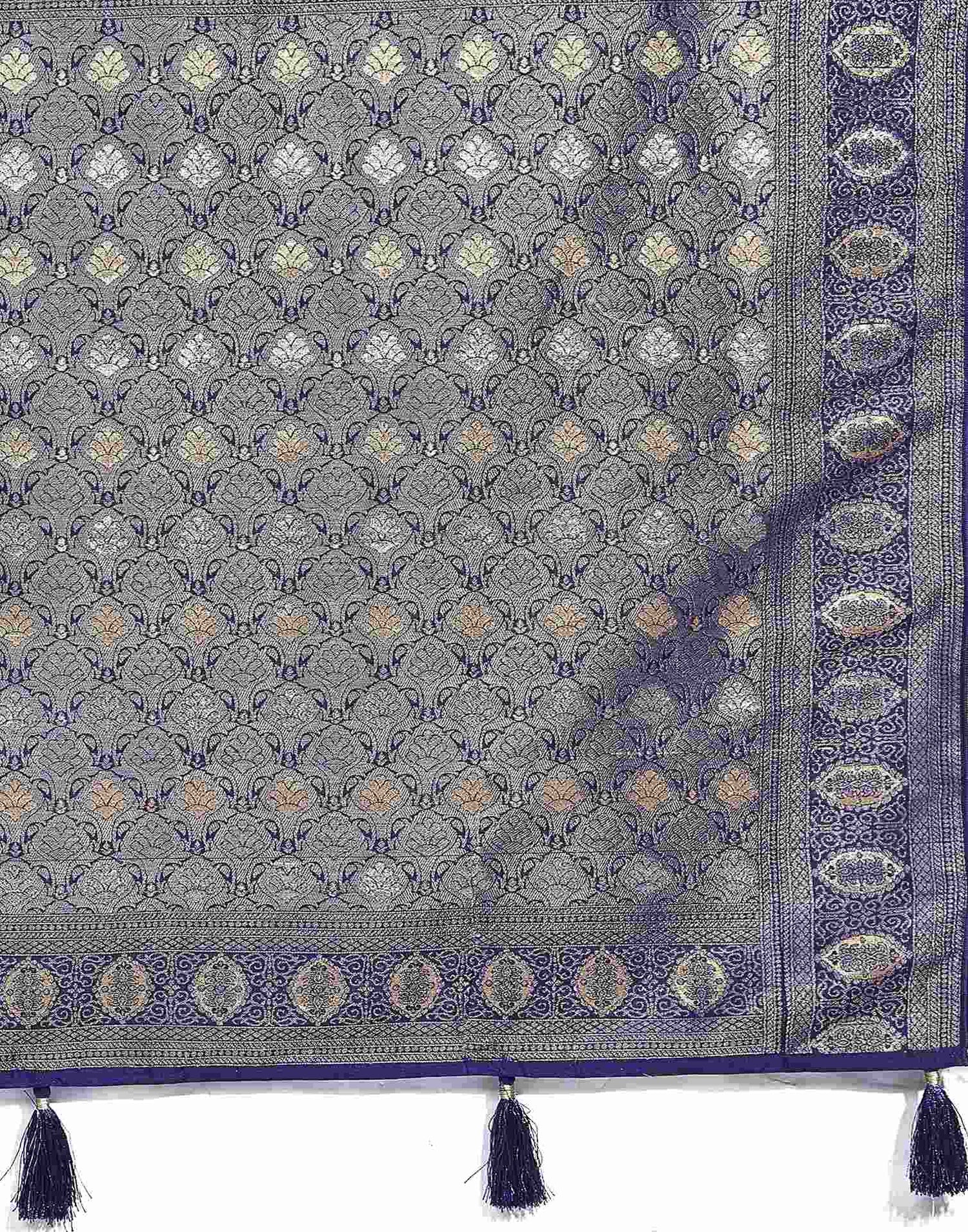 Indigo Silk Weaving Banarasi Saree