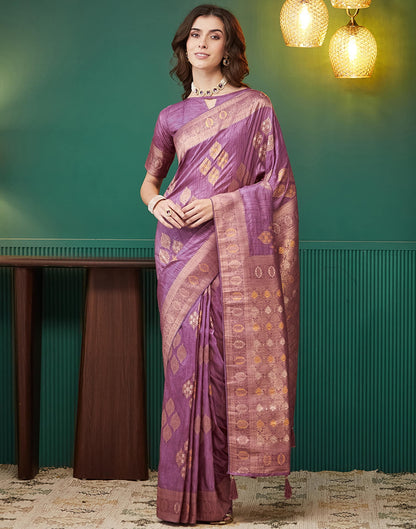 Mauve Silk Weaving Banarasi Saree