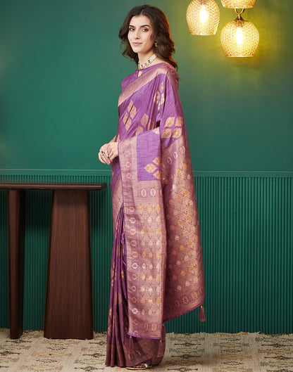 Mauve Silk Weaving Banarasi Saree