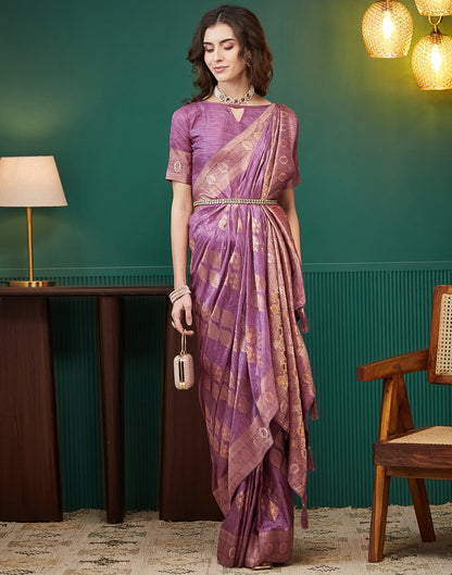 Mauve Silk Weaving Banarasi Saree