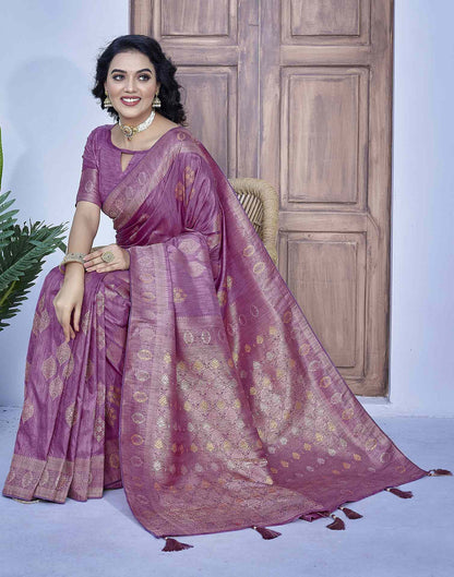 Mauve Silk Weaving Banarasi Saree