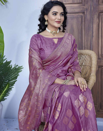 Mauve Silk Weaving Banarasi Saree