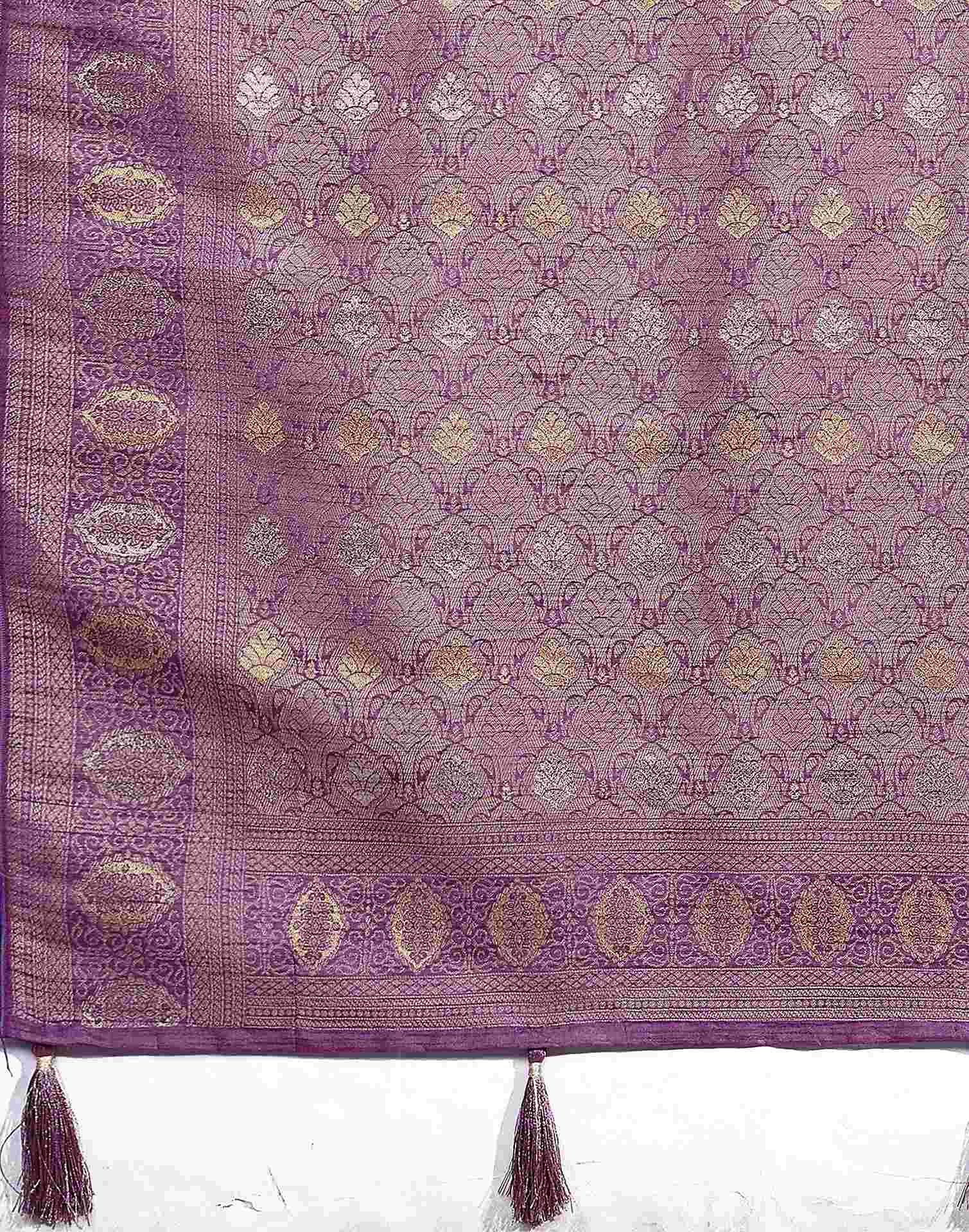 Mauve Silk Weaving Banarasi Saree