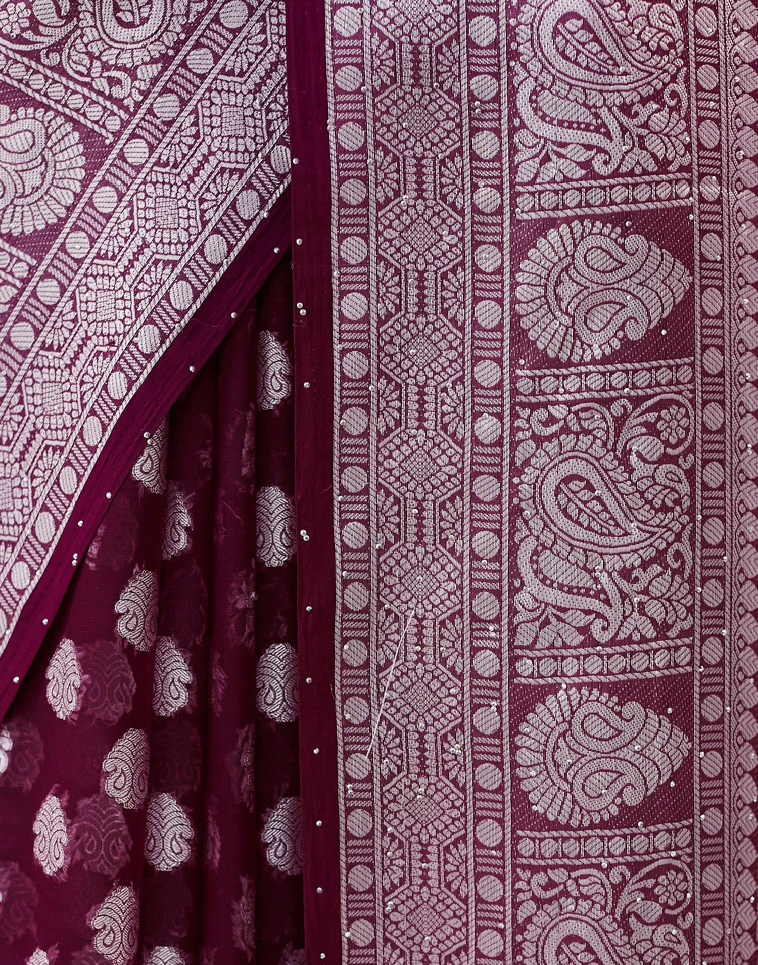 Wine Georgette Weaving Banarasi Saree