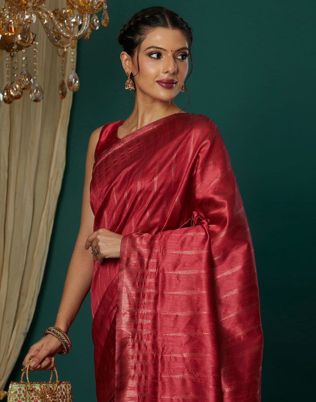 Dark Pink Silk Weaving Banarasi Saree