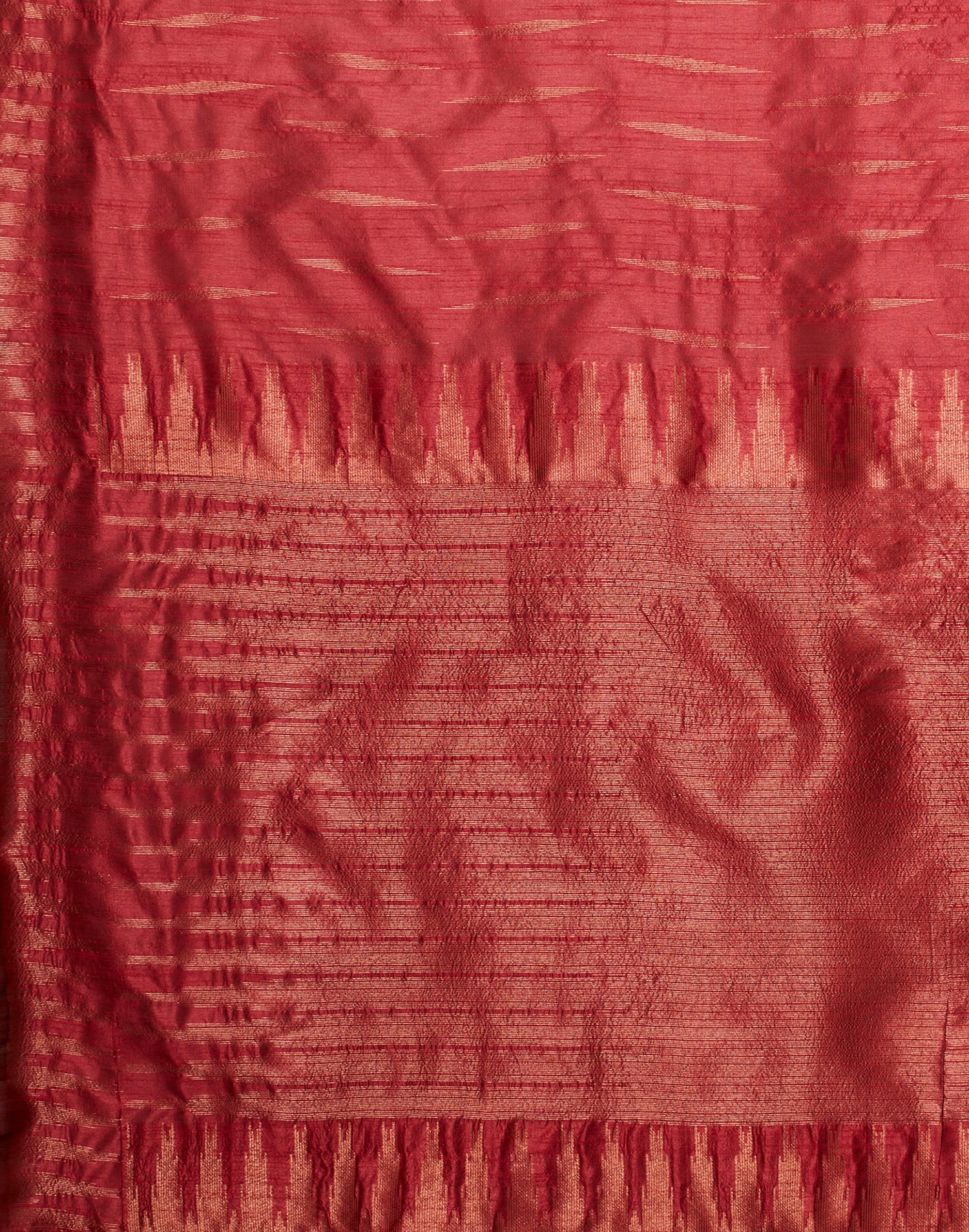 Red Silk Blend Woven Kanjivaram Saree