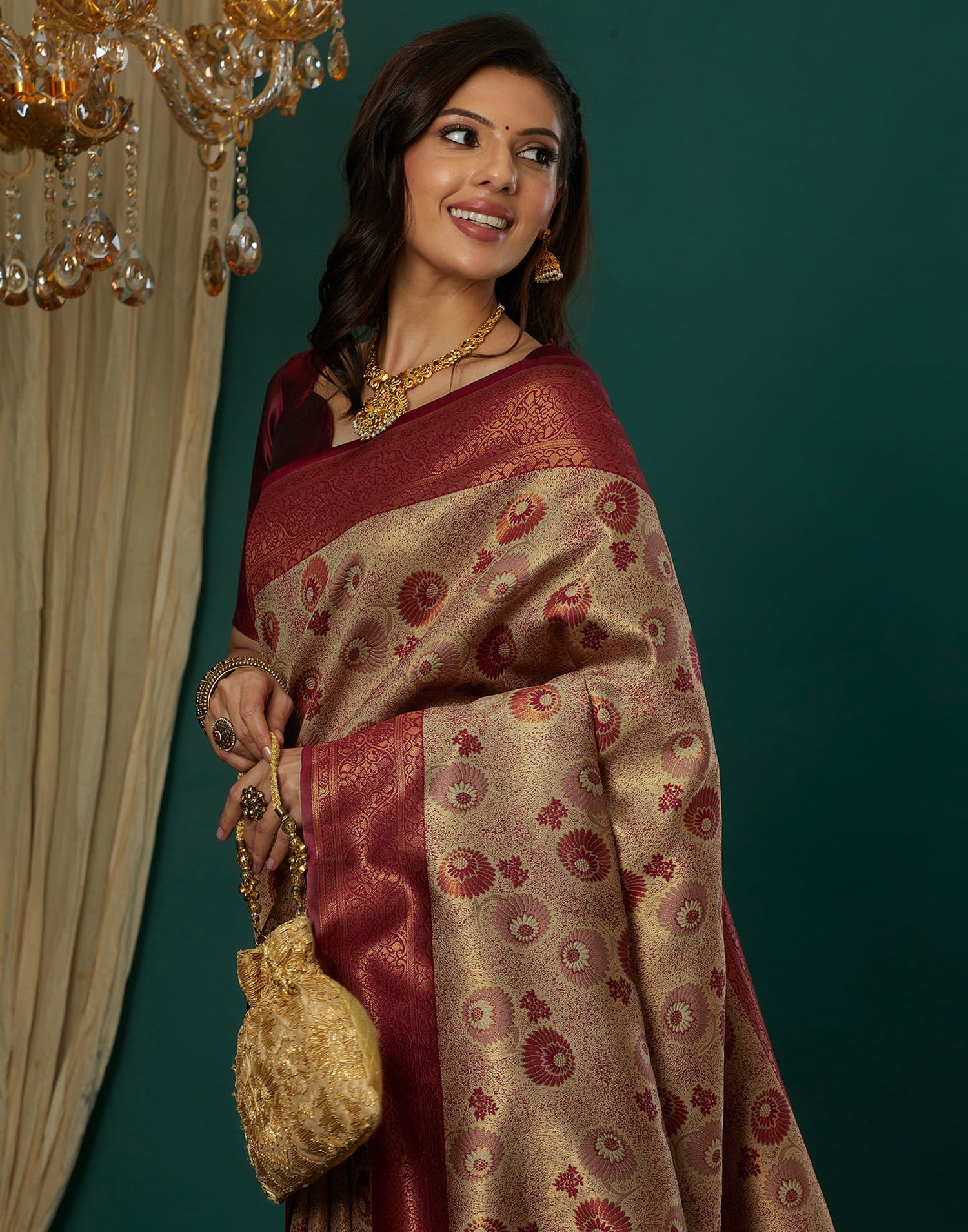 Beige Silk Weaving Banarasi Saree