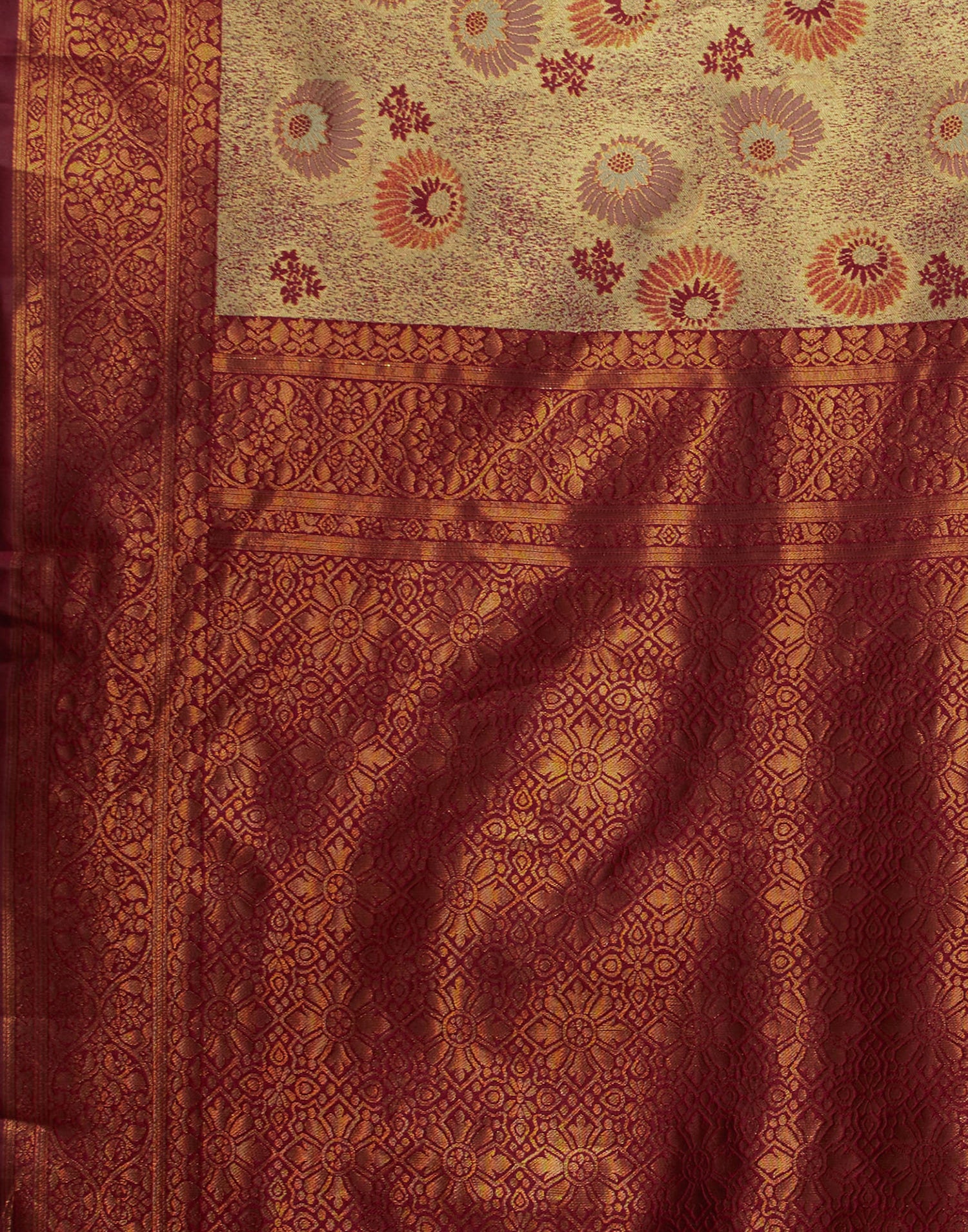 Beige Silk Weaving Banarasi Saree