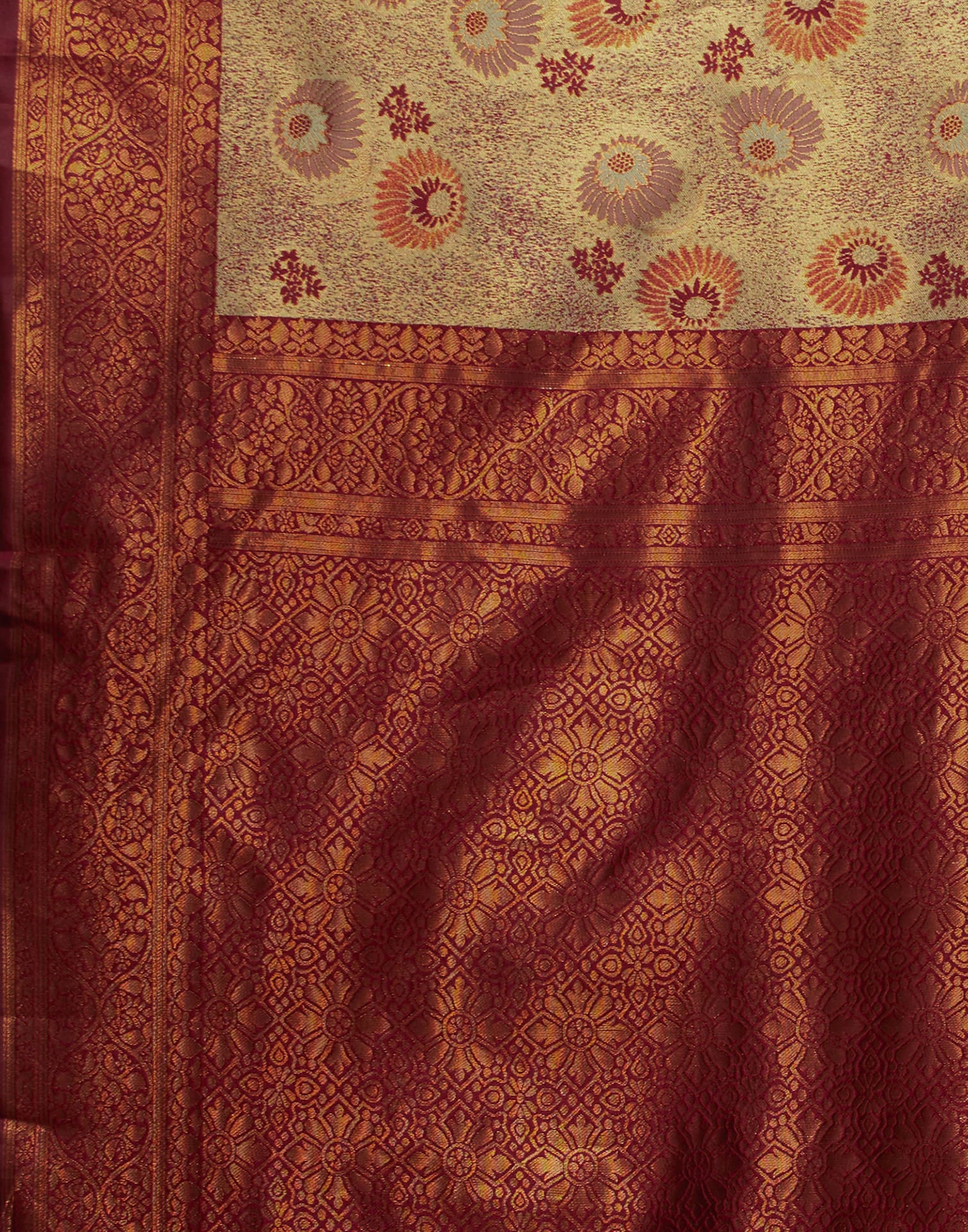 Beige Silk Weaving Banarasi Saree