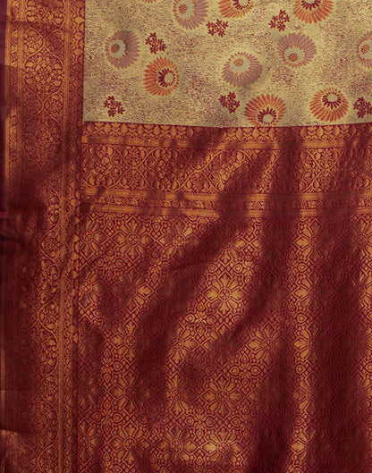 Beige Silk Weaving Banarasi Saree