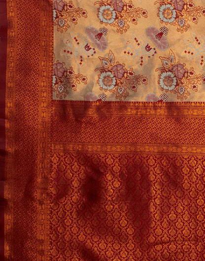 Beige Silk Weaving Banarasi Saree