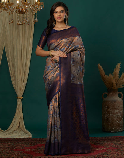 Grey Silk Weaving Banarasi Saree