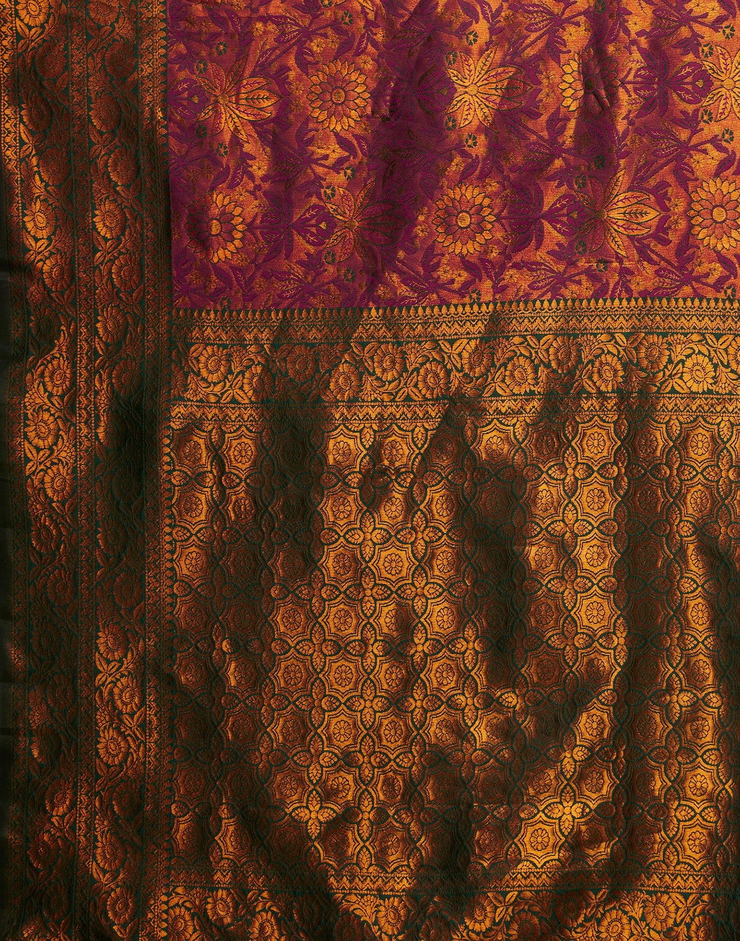 Wine Silk Weaving Banarasi Saree