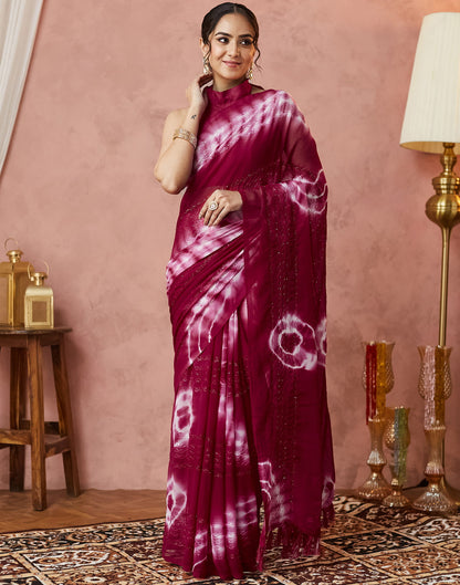 Maroon Georgette Sequence Embellished Saree