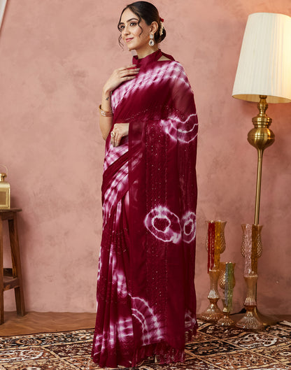 Maroon Georgette Sequence Embellished Saree