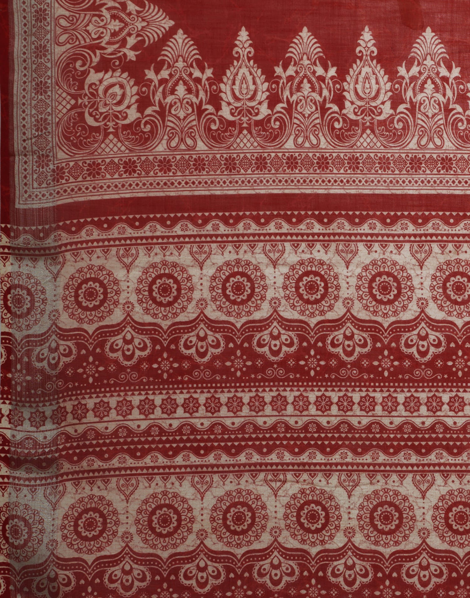 Red Cotton Printed Saree