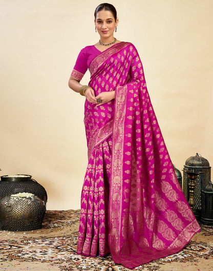 Rani Pink Silk Woven Kanjivaram Saree