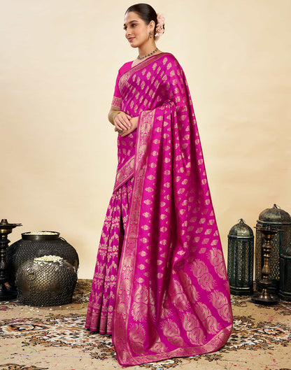 Rani Pink Silk Woven Kanjivaram Saree