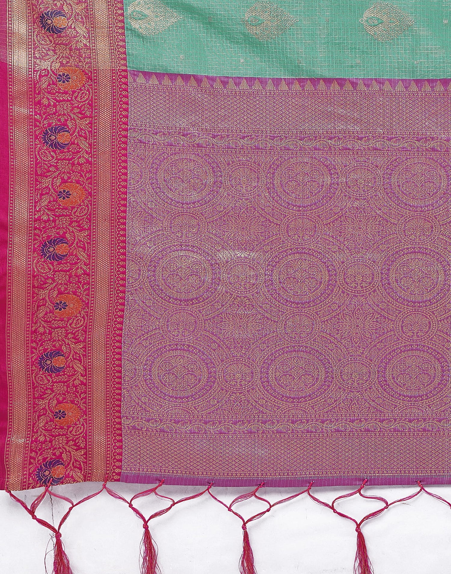 Turquoise Silk Weaving Banarasi Saree