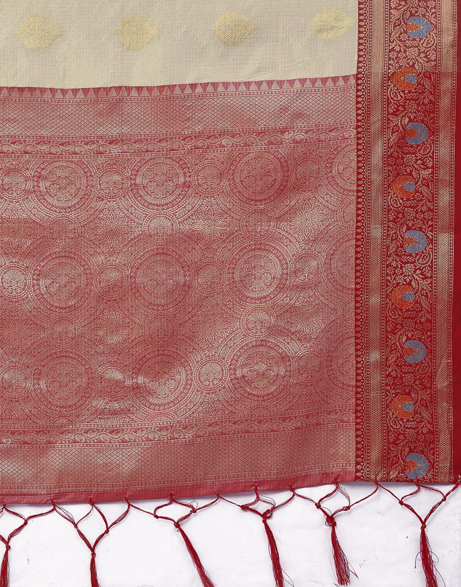 Beige Silk Weaving Banarasi Saree