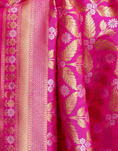 Rani Pink Viscose Banarasi Saree