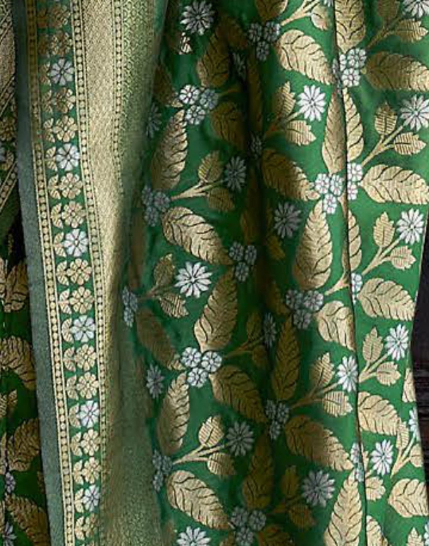 Dark Green Viscose Banarasi Saree