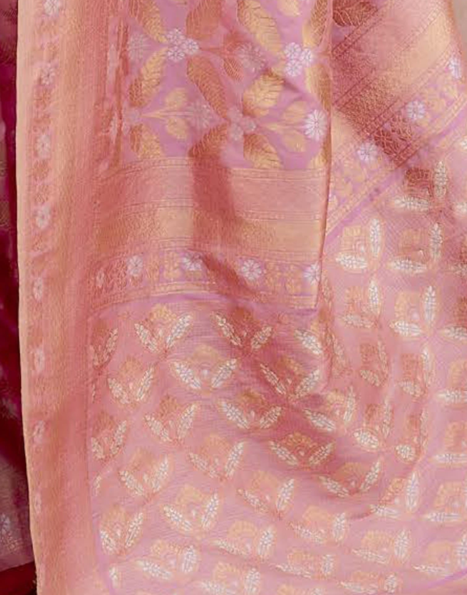 Baby Pink Viscose Banarasi Saree