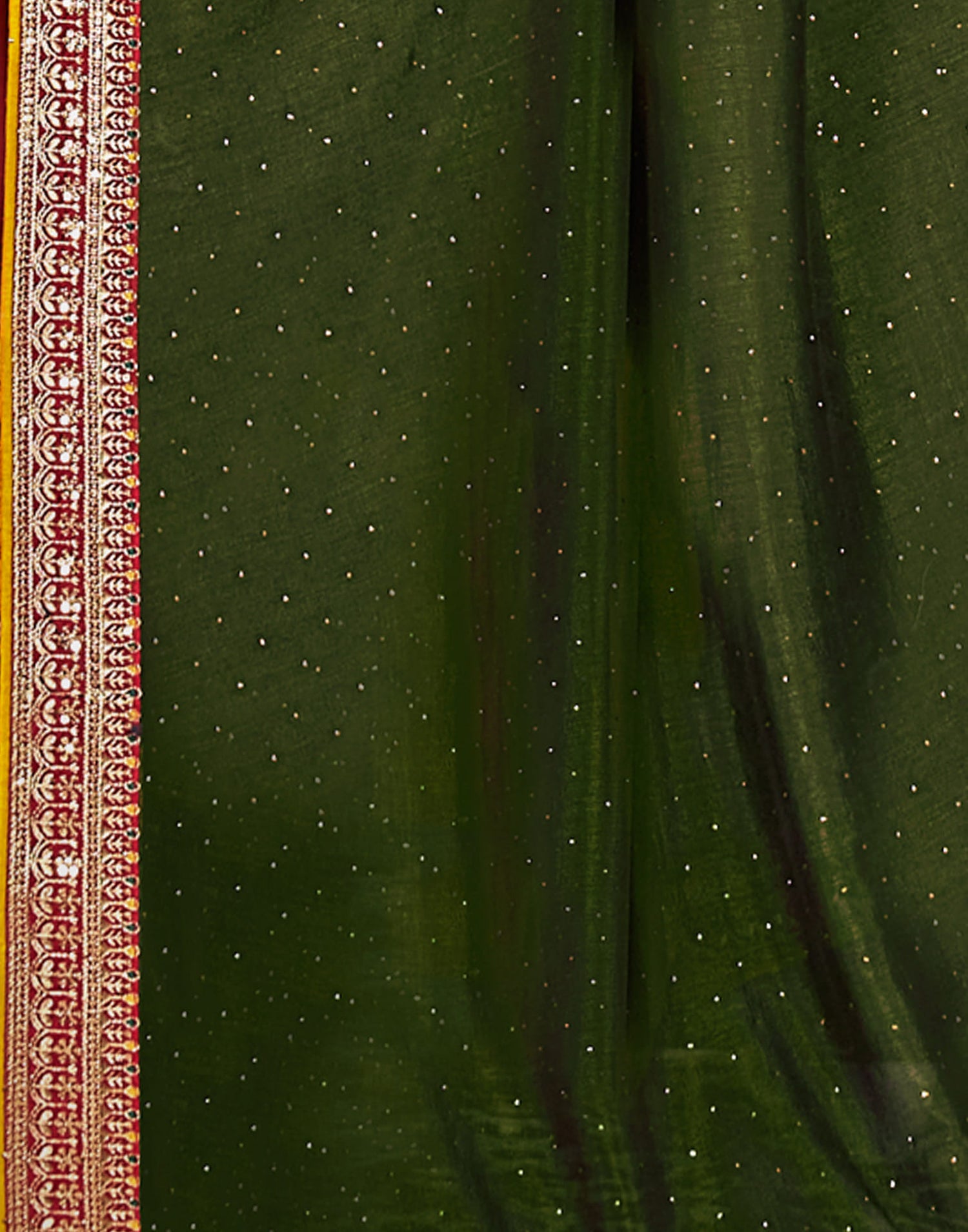 Olive Green Silk Stone Work Embellished  Saree