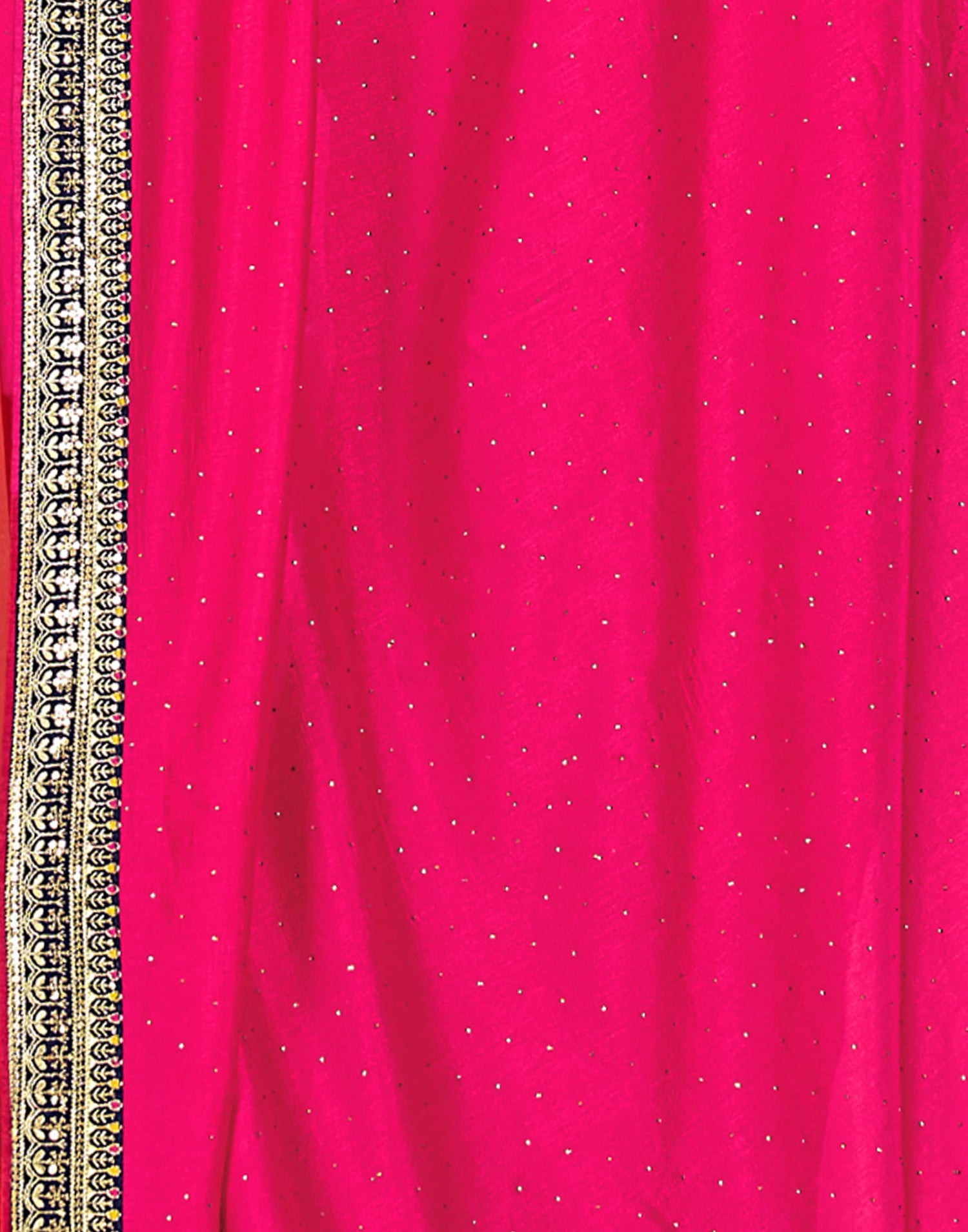 Bright Pink Silk Stone Work Embellished  Saree