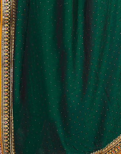 Dark Green Silk Stone Work Embellished  Saree