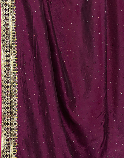 Wine Silk Stone Work Embellished  Saree