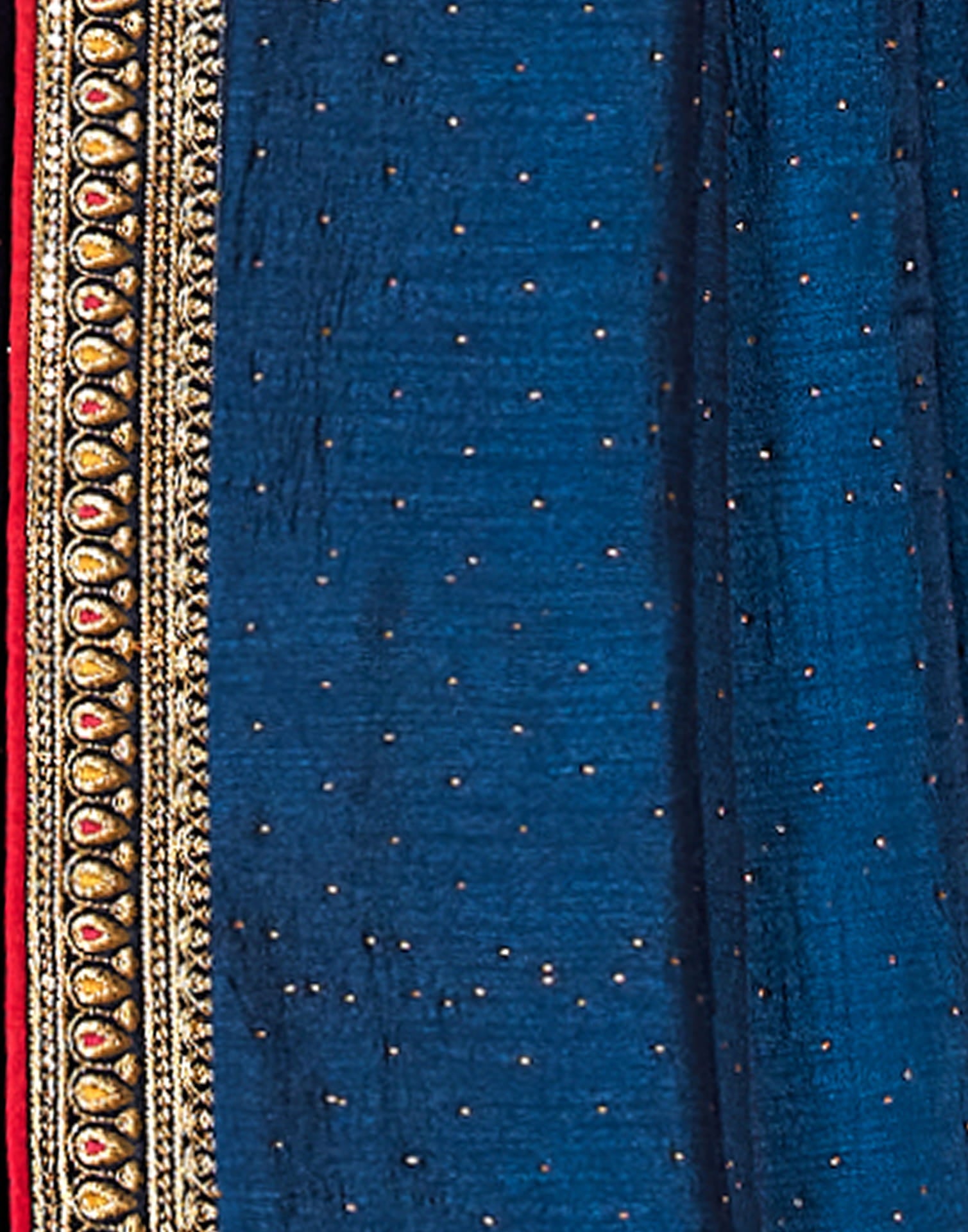 Rama Blue Silk Stone Work Embellished  Saree