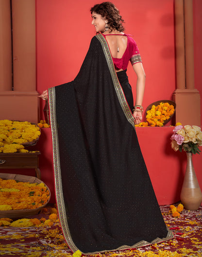 Black Silk Stone Work Embellished  Saree