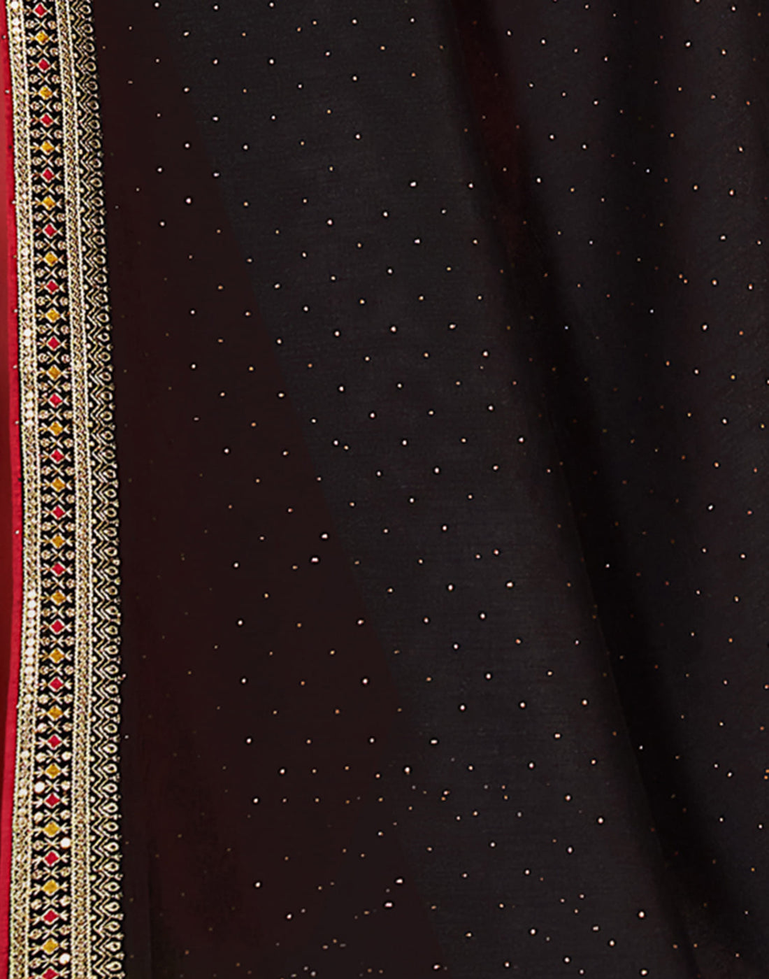 Black Vichitra Silk Embroidery Embellished Saree