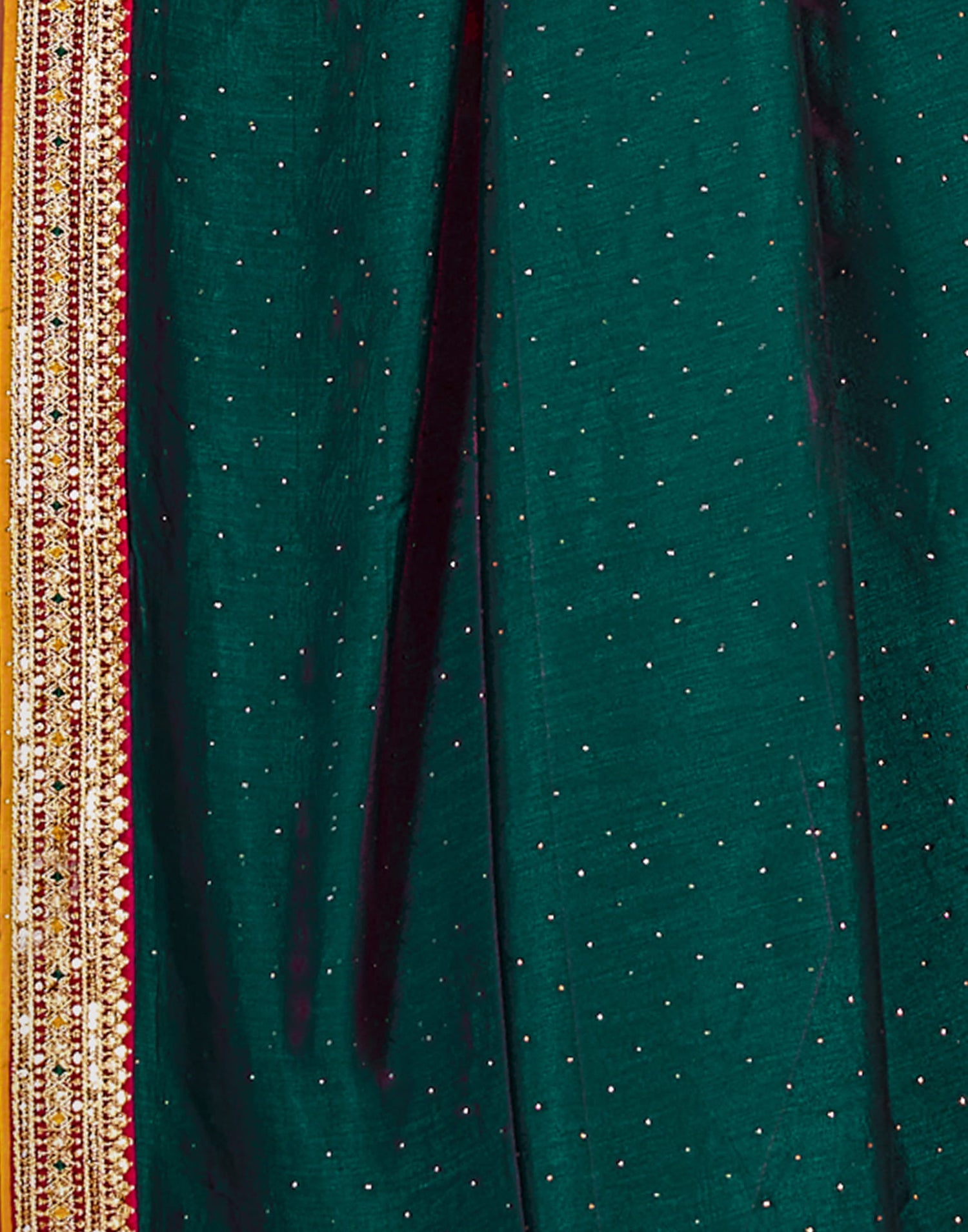 Rama Green Silk Stone Work Embellished  Saree