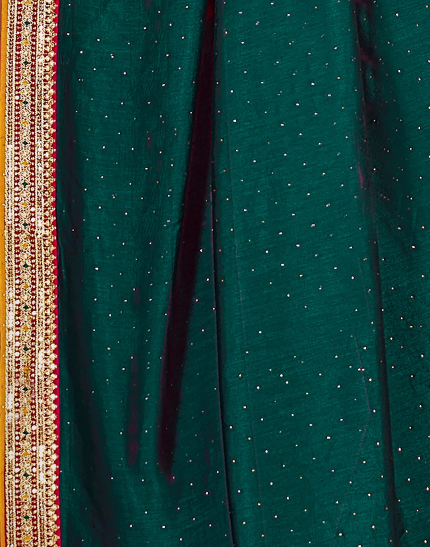 Rama Green Silk Stone Work Embellished  Saree