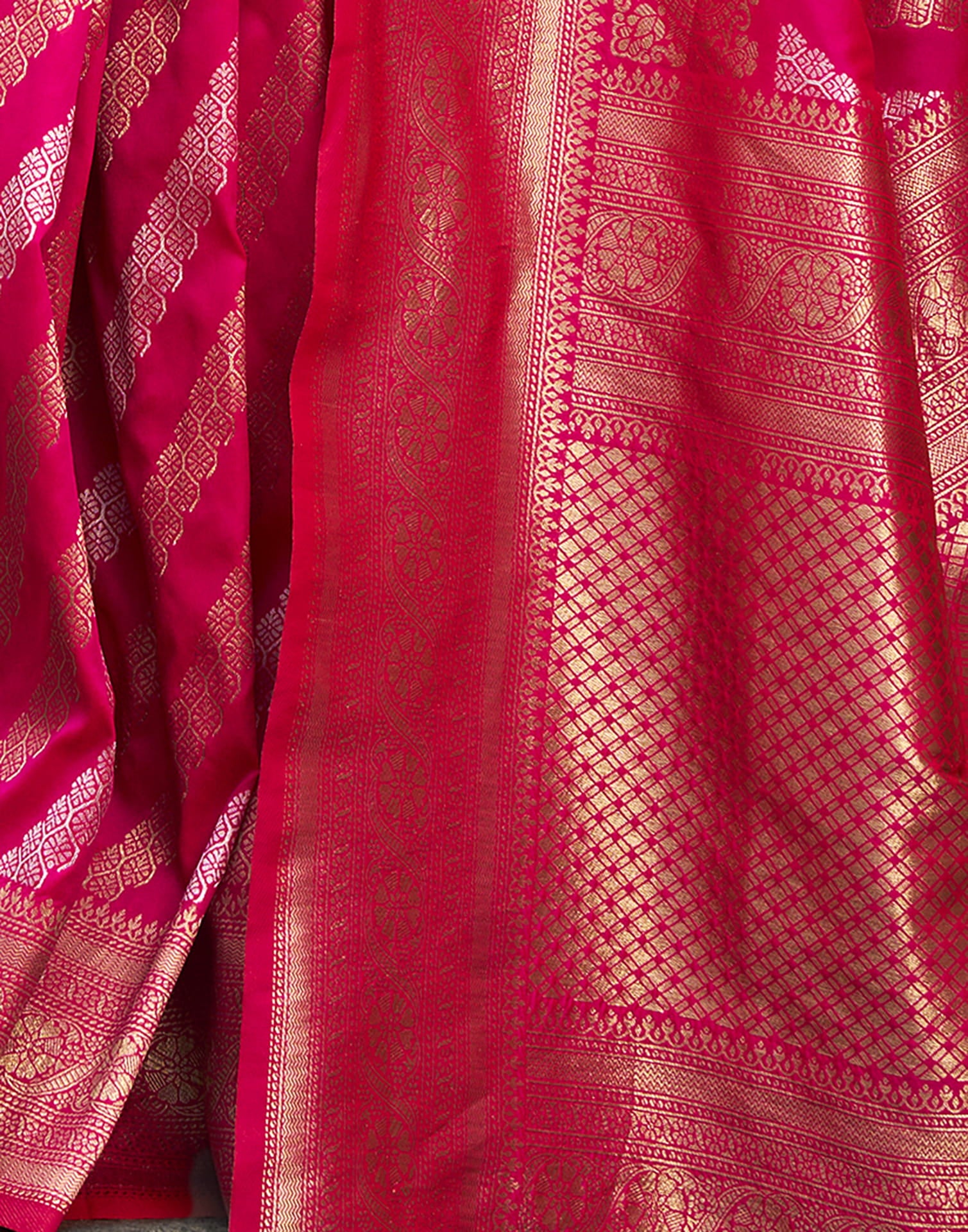 Rani Pink Viscose Banarasi Saree