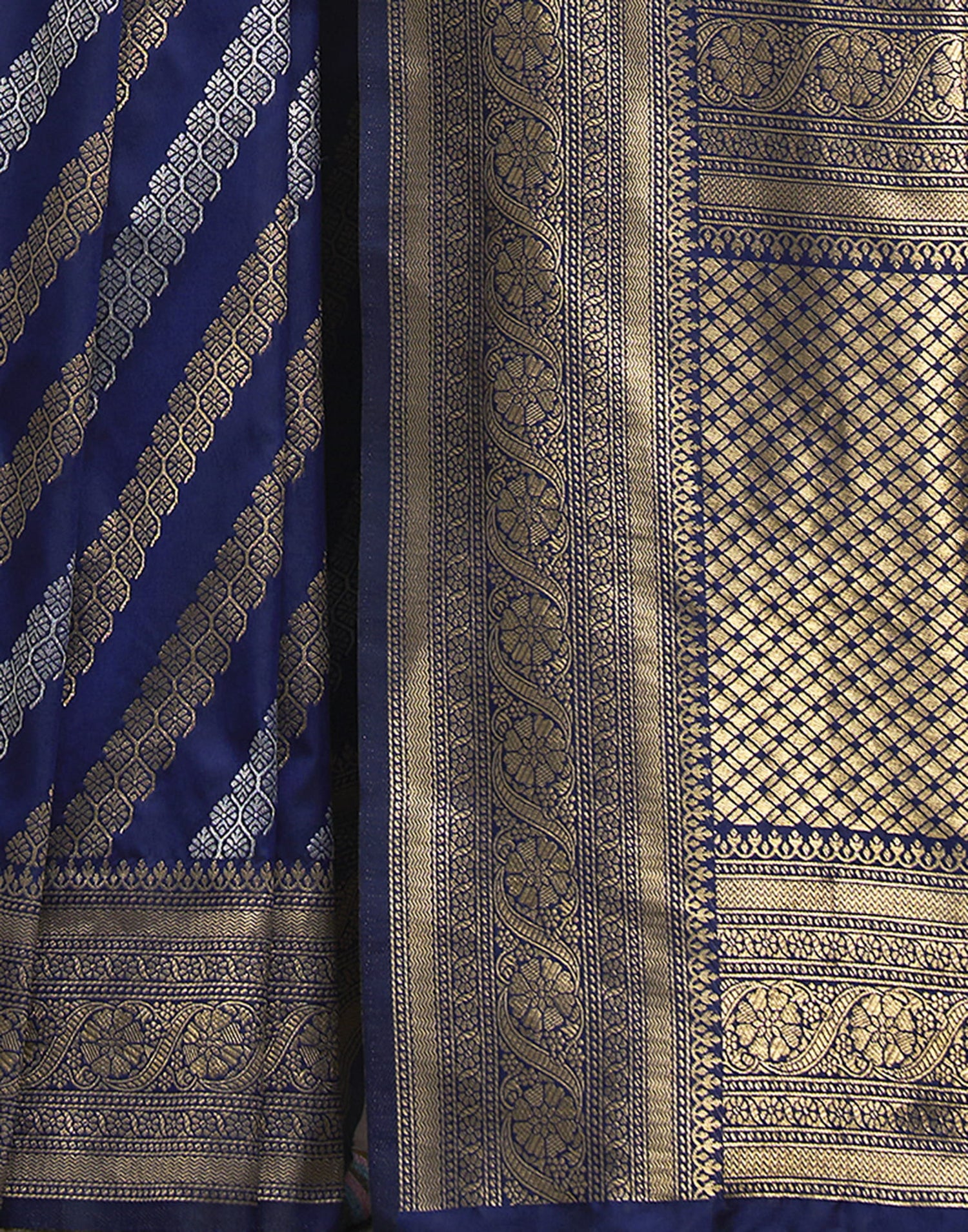 Navy Blue Viscose Banarasi Saree