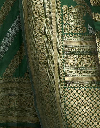 Dark Green Viscose Banarasi Saree