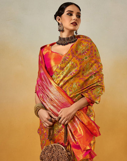 Yellow Silk Banarasi Saree