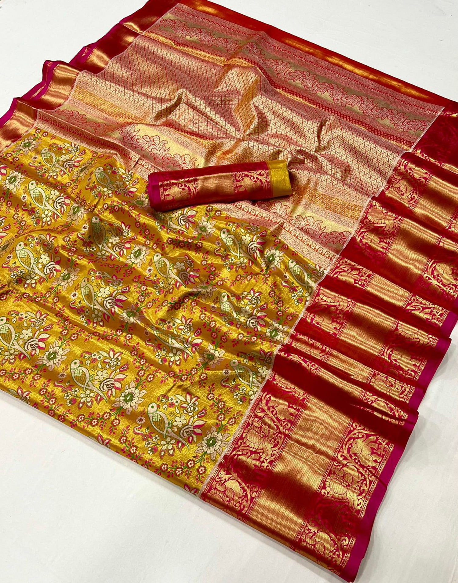 Yellow Silk Banarasi Saree