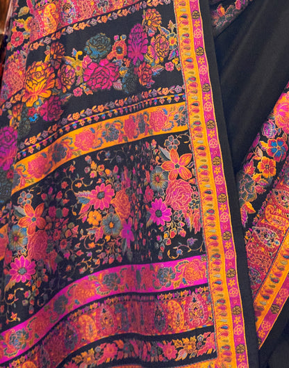 Black Silk Weaving Printed Saree