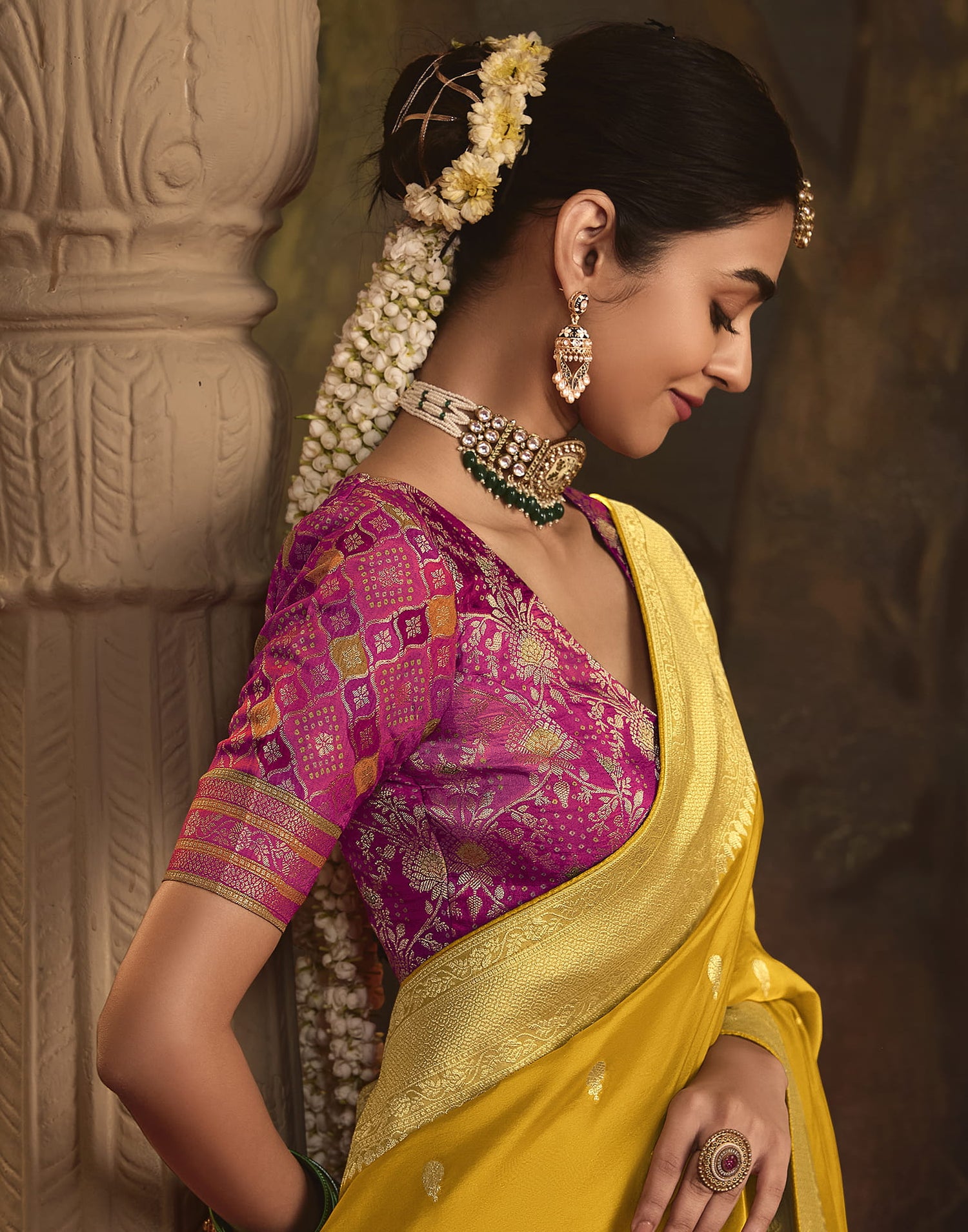 Yellow Silk Banarasi Saree