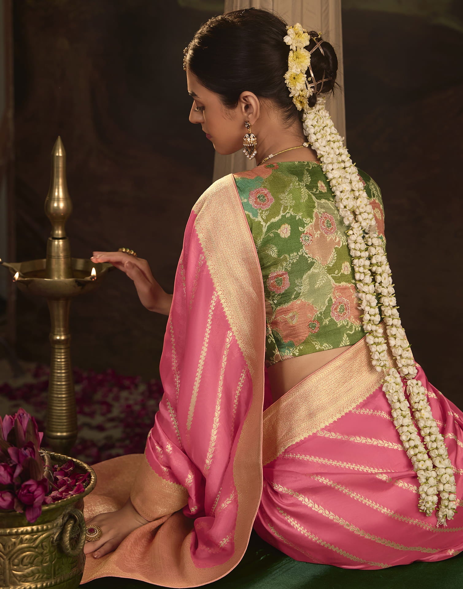 Pink Silk Banarasi Saree