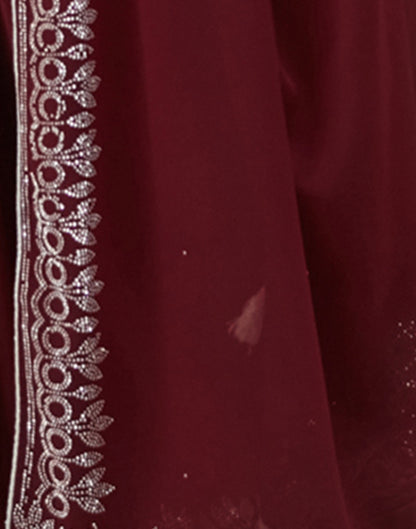 Maroon Georgette Stone Work Swarovski Saree
