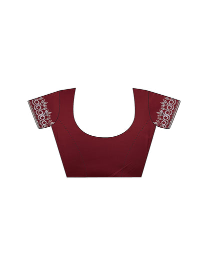 Maroon Georgette Stone Work Swarovski Saree