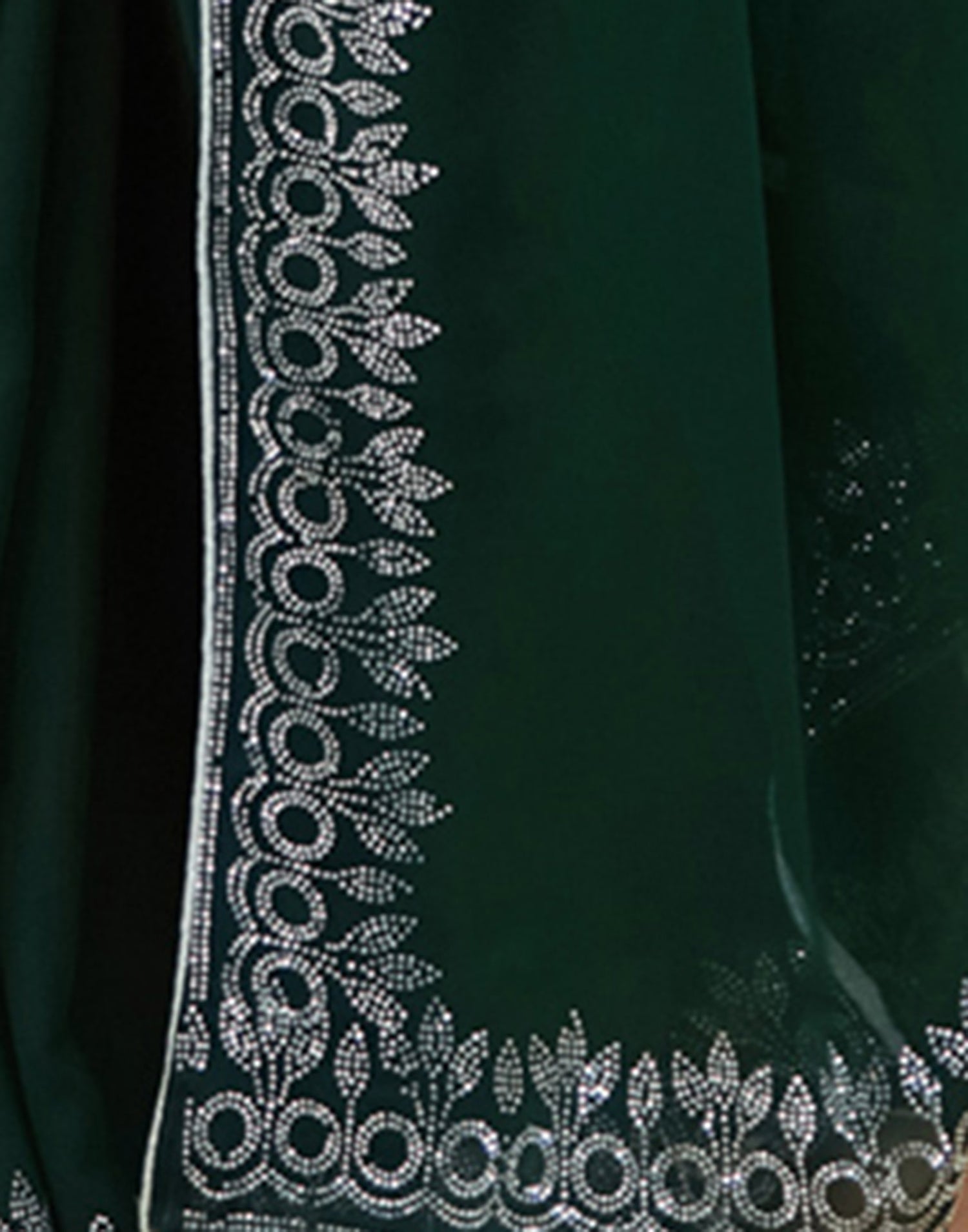 Dark Green Georgette Stone Work Swarovski Saree