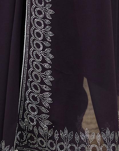 Dark Purple Georgette Stone Work Swarovski Saree