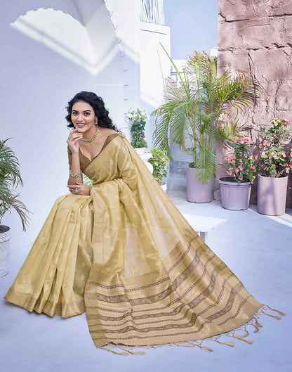 Beige Silk Weaving Banarasi Saree